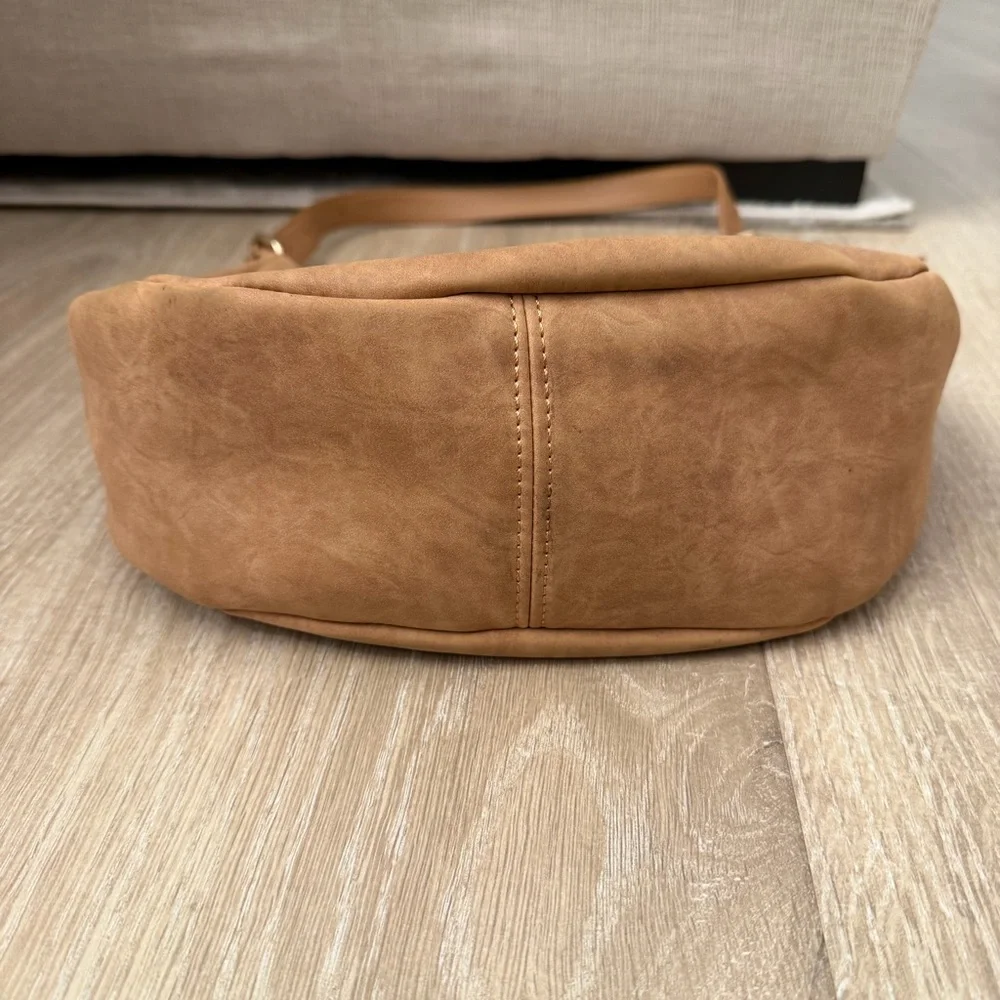 4th + Reckless Vegan Suede Crescent Bag Chic Tan Hobo Purse